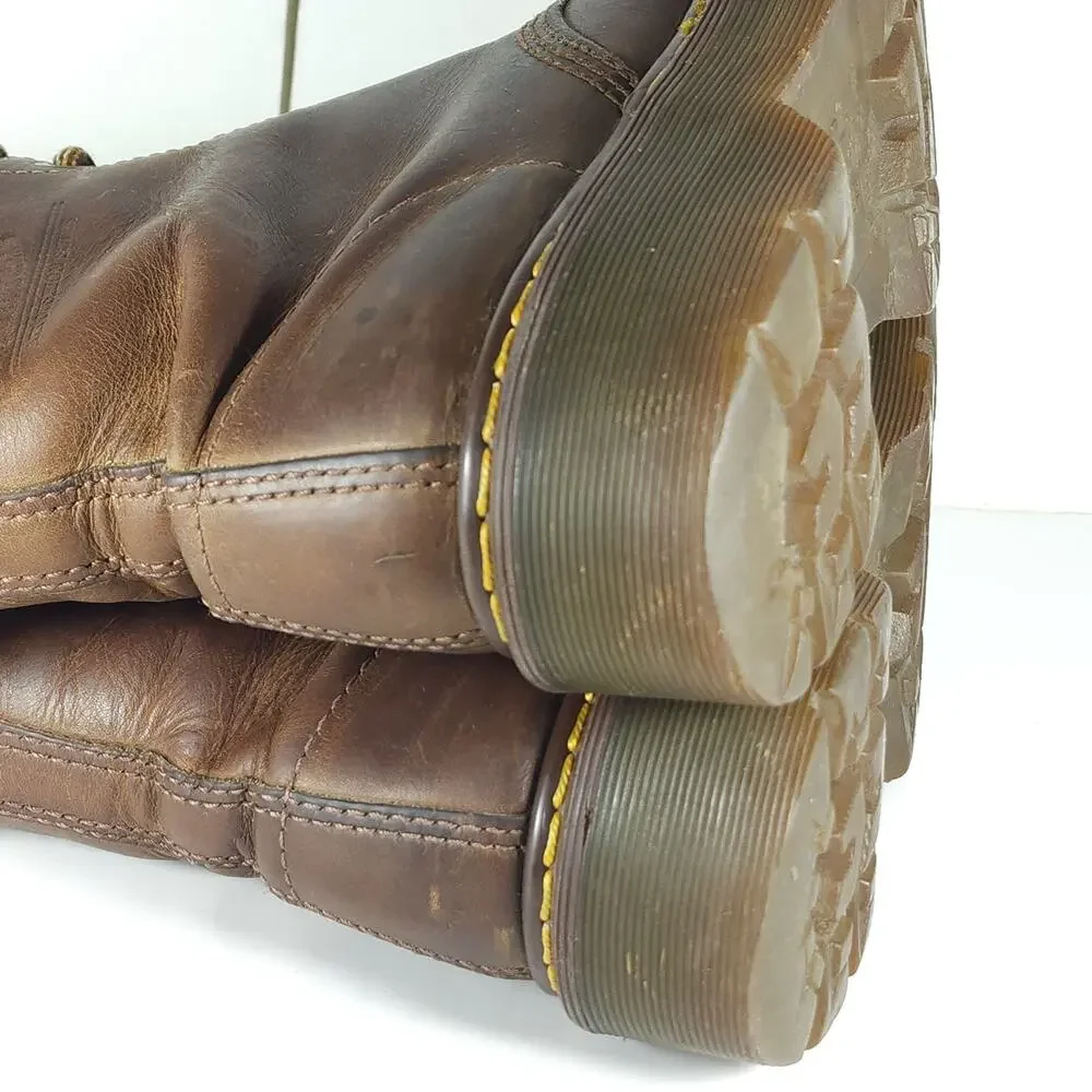 Dr.Martens Vtg 90’s RARE M11 L12 UK10 Brown Leather Chunky Heels Ankle Boots
